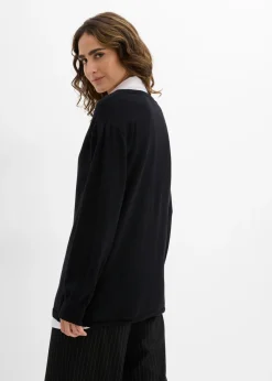 bonprix bonprix Conjunto premamá/de lactancia compuesto por jersey y blusa sin mangas de algodón orgánico Negro-blanco Sale