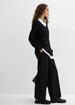 bonprix bonprix Conjunto premamá/de lactancia compuesto por jersey y blusa sin mangas de algodón orgánico Negro-blanco Sale