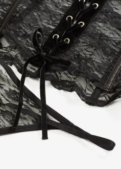 bonprix bonprix Corsé + tanga de encaje (2 piezas) Negro
