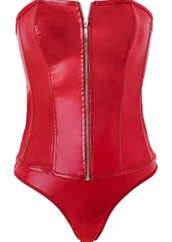 bonprix VENUS Corsé + tanga de piel sintética (conjunto de 2 piezas) Rojo Best