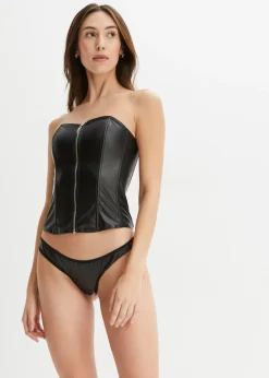 bonprix VENUS Corsé + tanga de piel sintética (conjunto de 2 piezas) Rojo Best
