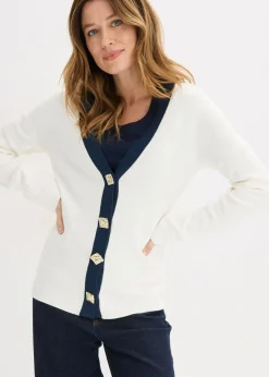 bonprix bonprix Cárdigan Blanco lana/azul marino Hot