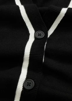 bonprix bonprix Cárdigan con cuello en V Negro-blanco lana Hot