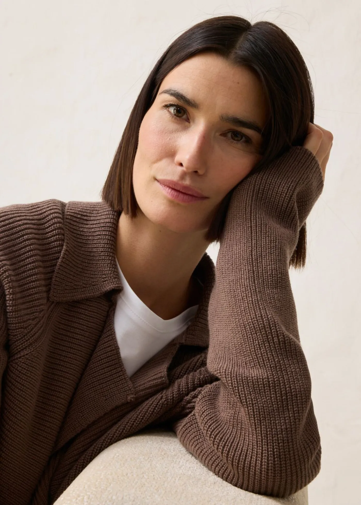 bonprix bonprix Cárdigan con lana marrón arcilla Outlet
