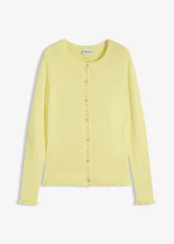 bonprix bonprix Cárdigan de ajour de mezcla de algodón Amarillo claro Discount