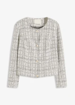bonprix bonprix Cárdigan de bouclé de algodón negro - blanco moteado Online