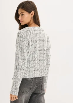 bonprix bonprix Cárdigan de bouclé de algodón negro - blanco moteado Online