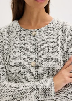 bonprix bonprix Cárdigan de bouclé de algodón negro - blanco moteado Online