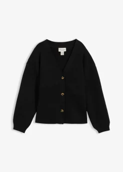 bonprix bonprix Cárdigan de mezcla de algodón Negro Sale