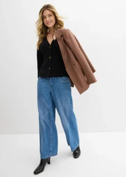 bonprix bonprix Cárdigan de mezcla de algodón Negro Sale
