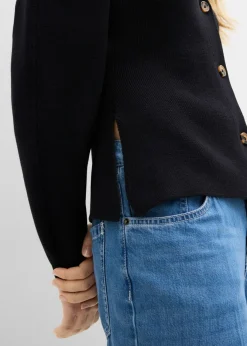 bonprix bonprix Cárdigan de mezcla de algodón Negro Sale