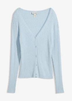 bonprix bonprix Cárdigan de punto fino con viscosa azul pálido Best