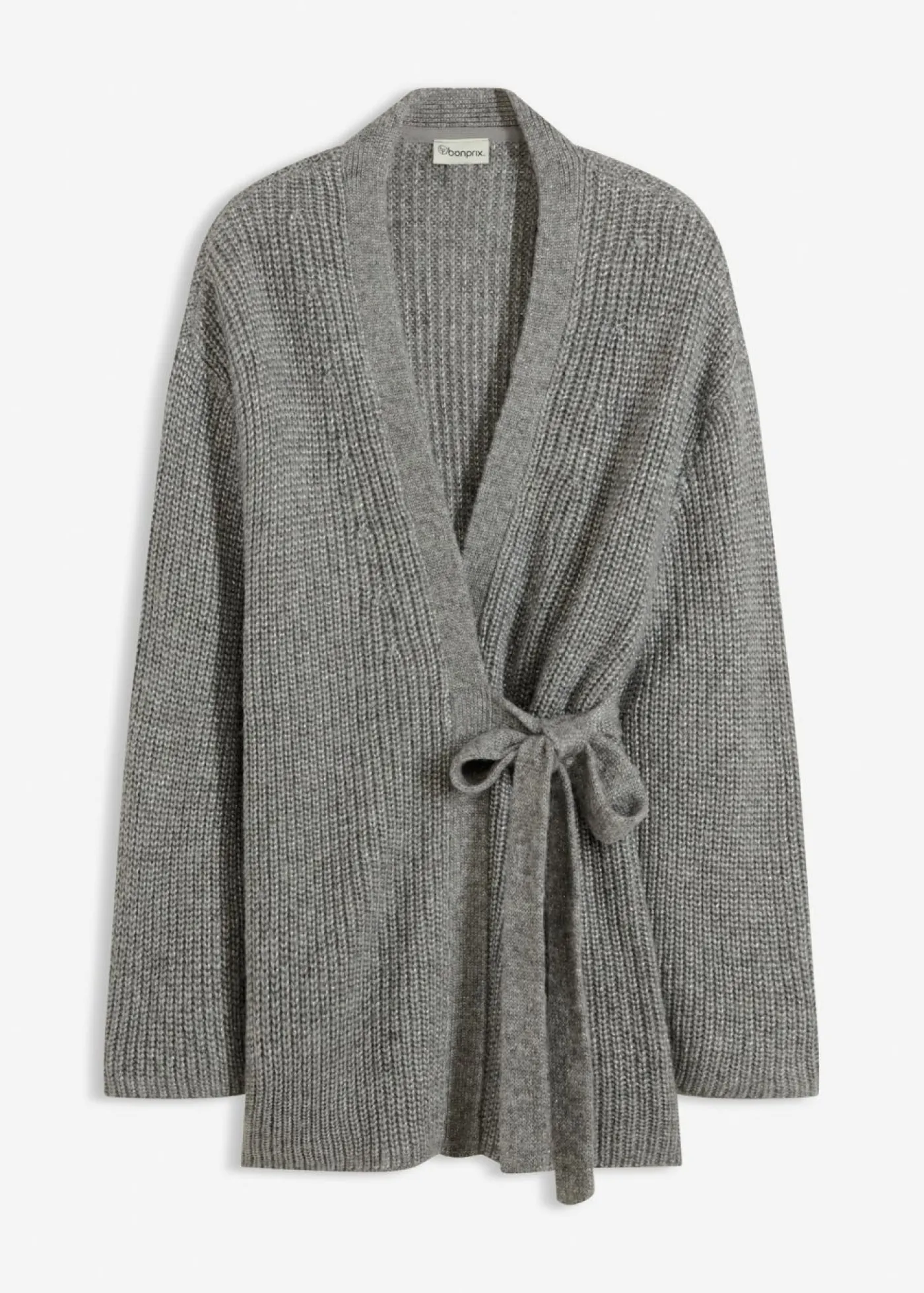 bonprix bonprix Cárdigan holgado con diseño cruzado Gris jaspeado