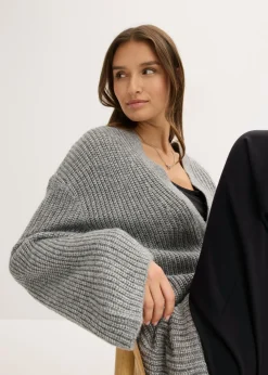bonprix bonprix Cárdigan holgado con diseño cruzado Gris jaspeado