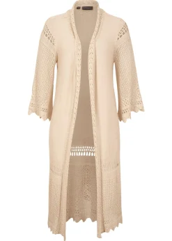 bonprix bonprix Cárdigan largo de ajour Beige Online