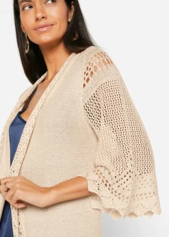 bonprix bonprix Cárdigan largo de ajour Beige Online