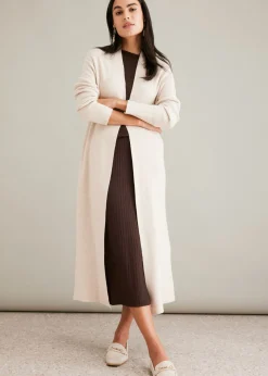 bonprix bonprix Cárdigan largo de punto con viscosa Beige jaspeado Online