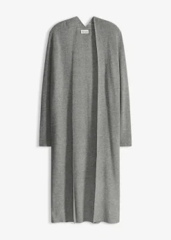 bonprix bonprix Cárdigan largo de punto con viscosa Gris jaspeado