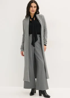 bonprix bonprix Cárdigan largo de punto con viscosa Gris jaspeado