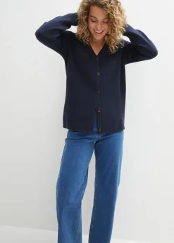 bonprix bonprix Cárdigan Milano de canalé Azul marino Hot