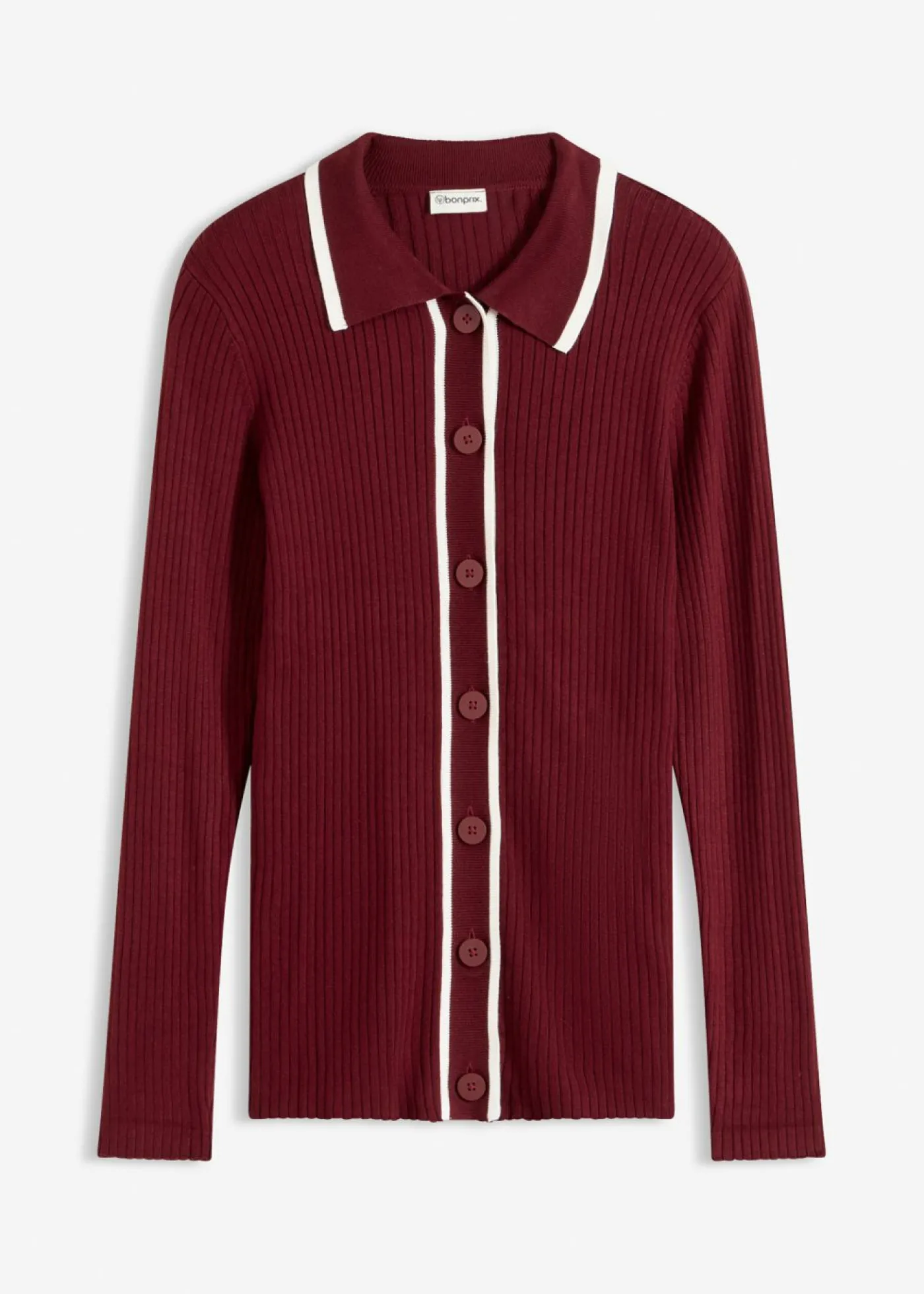 bonprix bonprix Cárdigan Smart rojo rubí-blanco lana