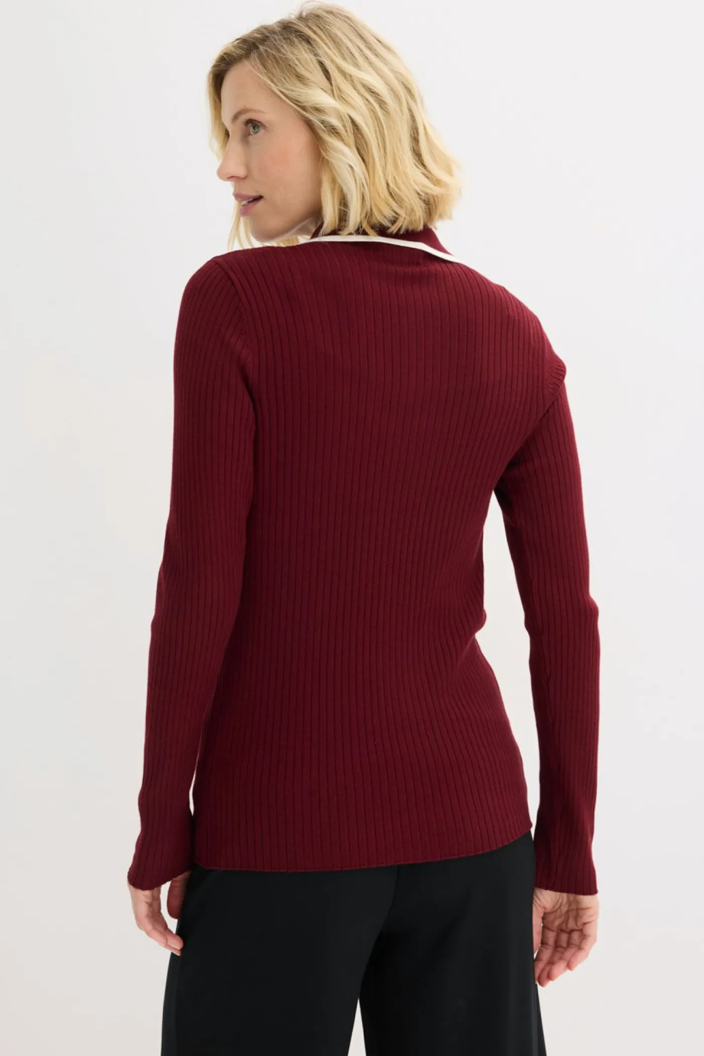 bonprix bonprix Cárdigan Smart rojo rubí-blanco lana