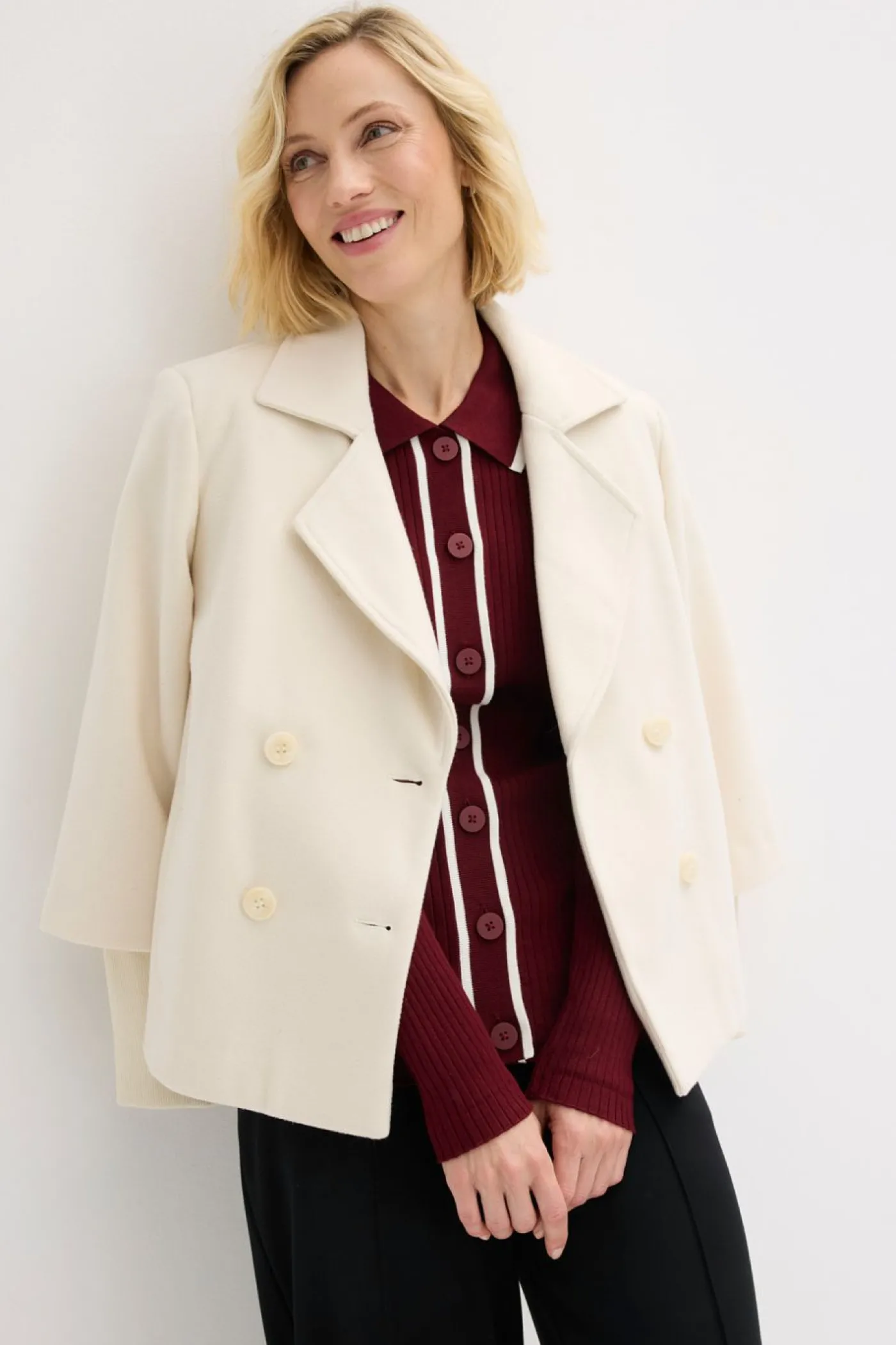 bonprix bonprix Cárdigan Smart rojo rubí-blanco lana