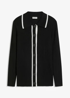 bonprix bonprix Cárdigan Smart Negro-blanco lana