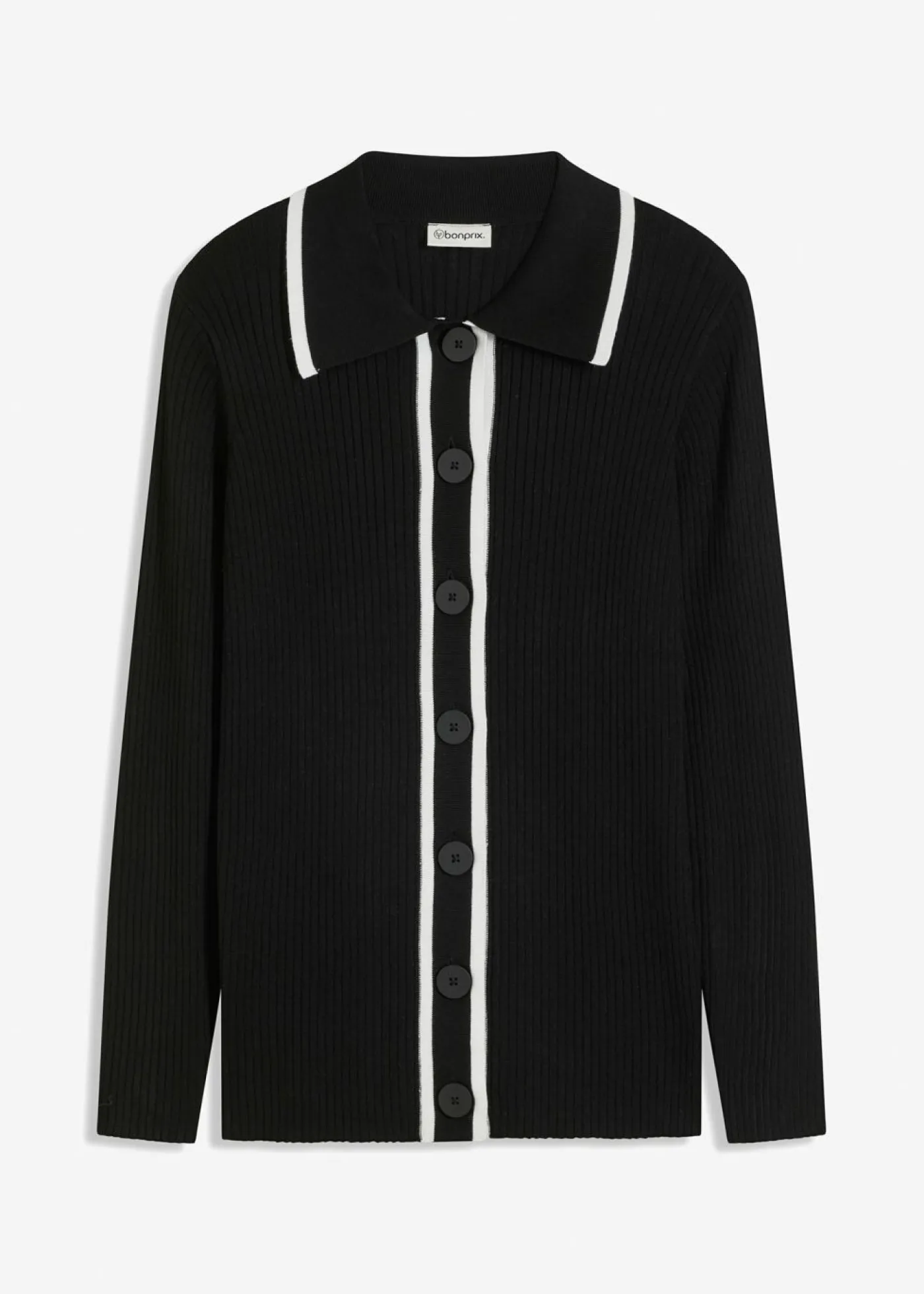 bonprix bonprix Cárdigan Smart Negro-blanco lana
