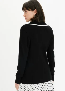bonprix bonprix Cárdigan Smart Negro-blanco lana