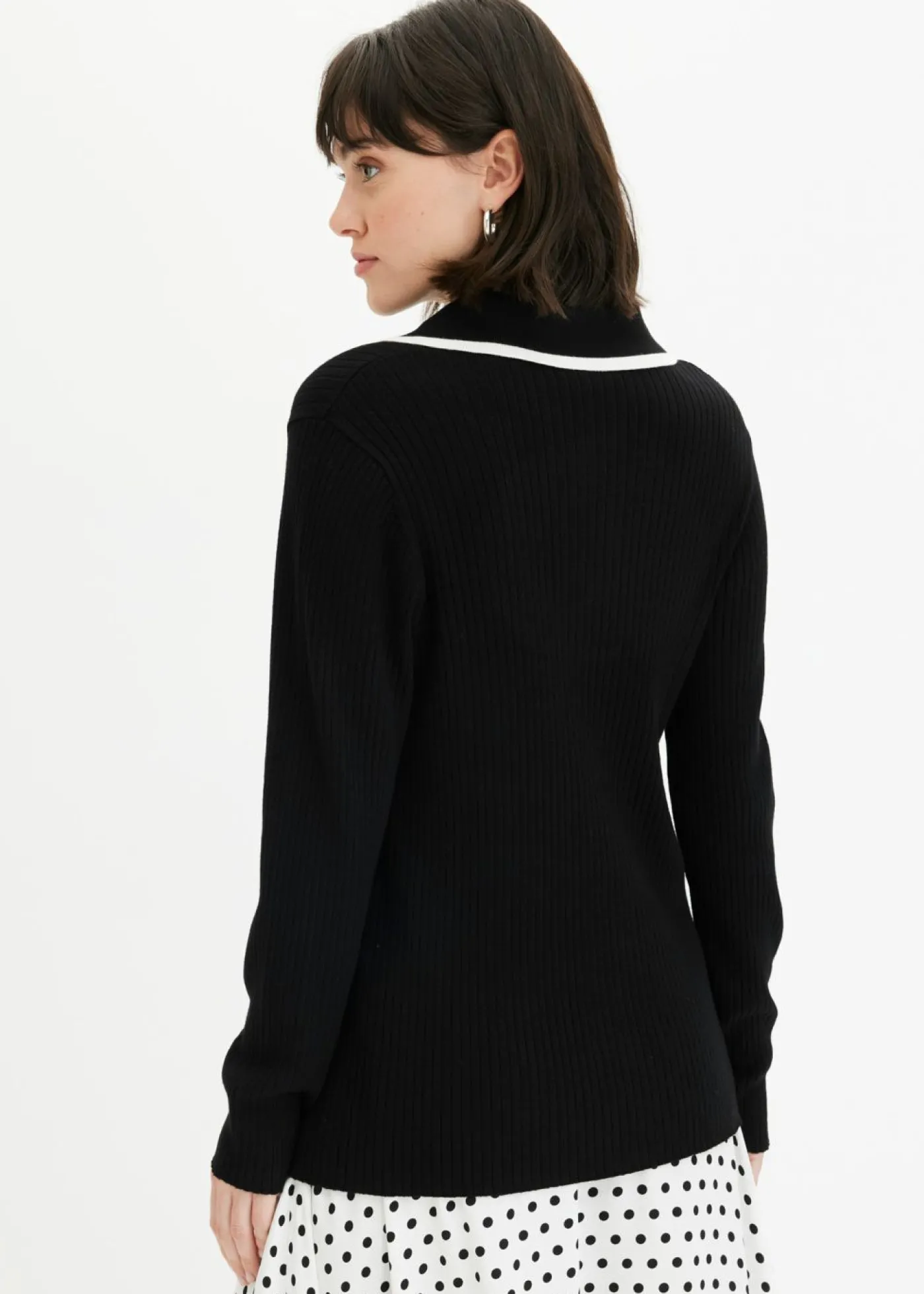 bonprix bonprix Cárdigan Smart Negro-blanco lana
