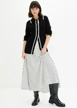 bonprix bonprix Cárdigan Smart Negro-blanco lana