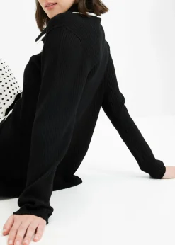 bonprix bonprix Cárdigan Smart Negro-blanco lana