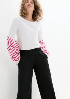 bonprix bonprix Culotte ancho de viscosa sostenible Negro Sale