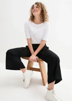 bonprix bonprix Culotte ancho de viscosa sostenible Negro Sale