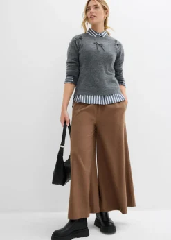 bonprix bonprix Culotte con aspecto de lana marrón pimienta moteado Online
