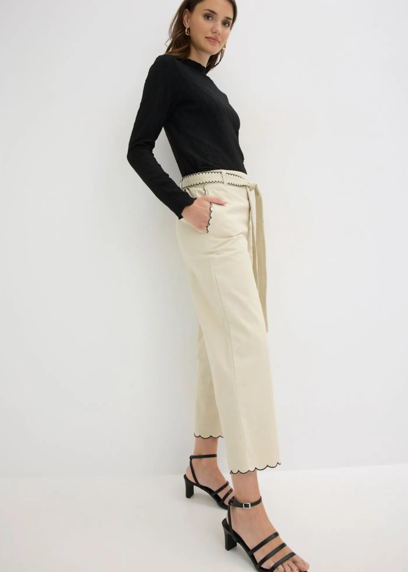 bonprix bonprix Culotte de algodón puro Arena claro-negro New