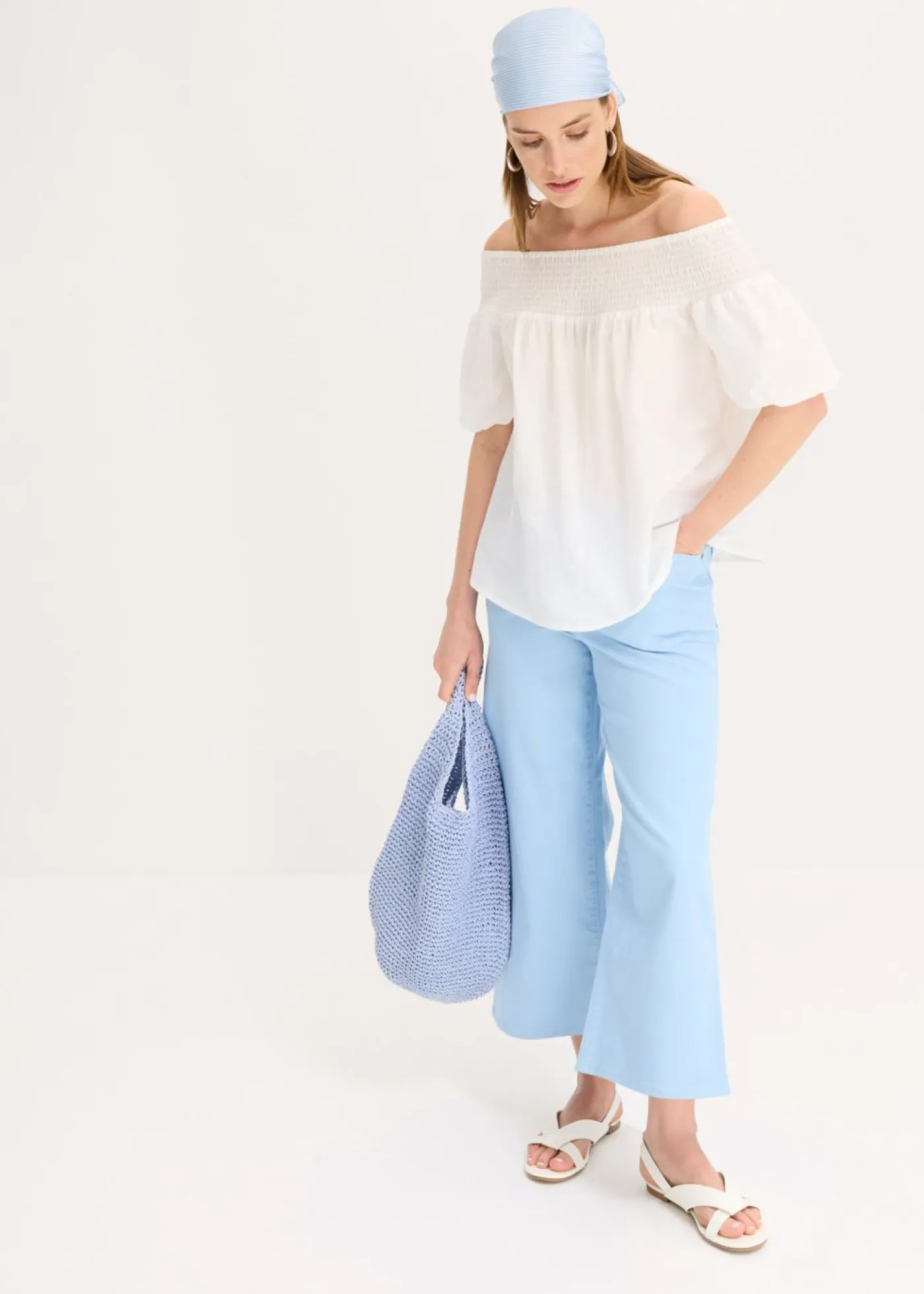 bonprix bonprix Culotte de mezcla de algodón elástico Azul claro New