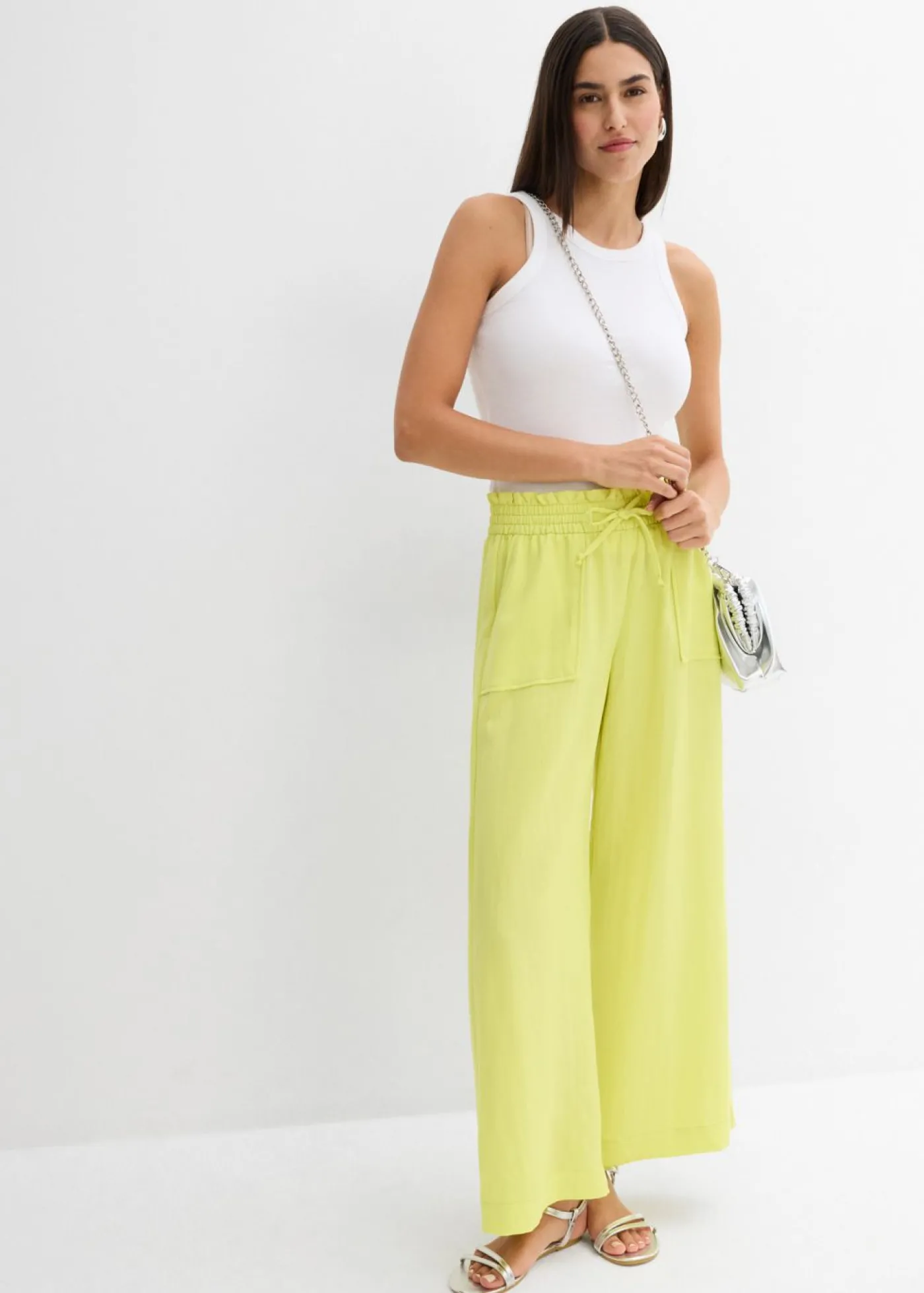 bonprix bonprix Culotte de mezcla de lyocell fluido Amarillo cítrico Discount