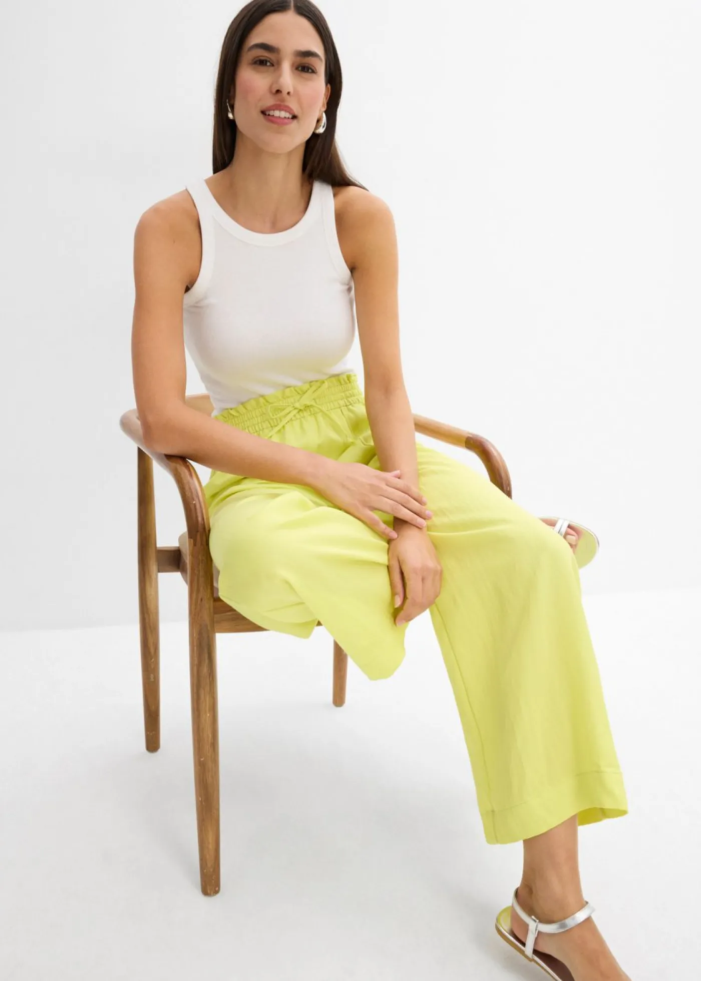 bonprix bonprix Culotte de mezcla de lyocell fluido Amarillo cítrico Discount