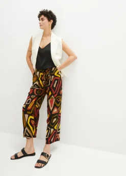 bonprix bonprix Culotte de viscosa fluida Negro-azul con estampado gráfico Online