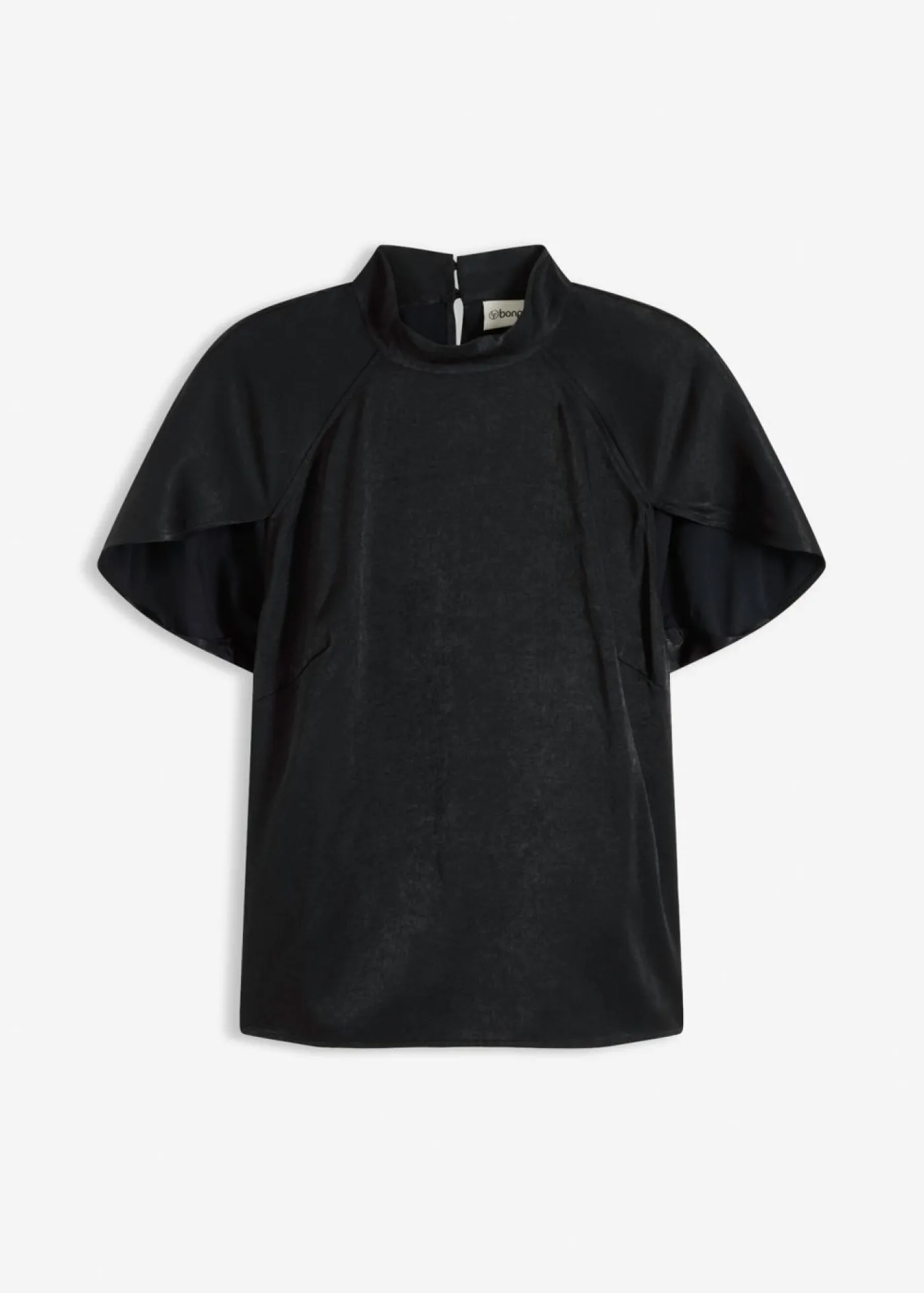 bonprix bonprix Elegante blusa de manga corta de satén brillante Negro Discount