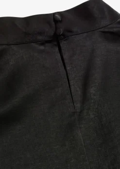 bonprix bonprix Elegante blusa de manga corta de satén brillante Negro Discount