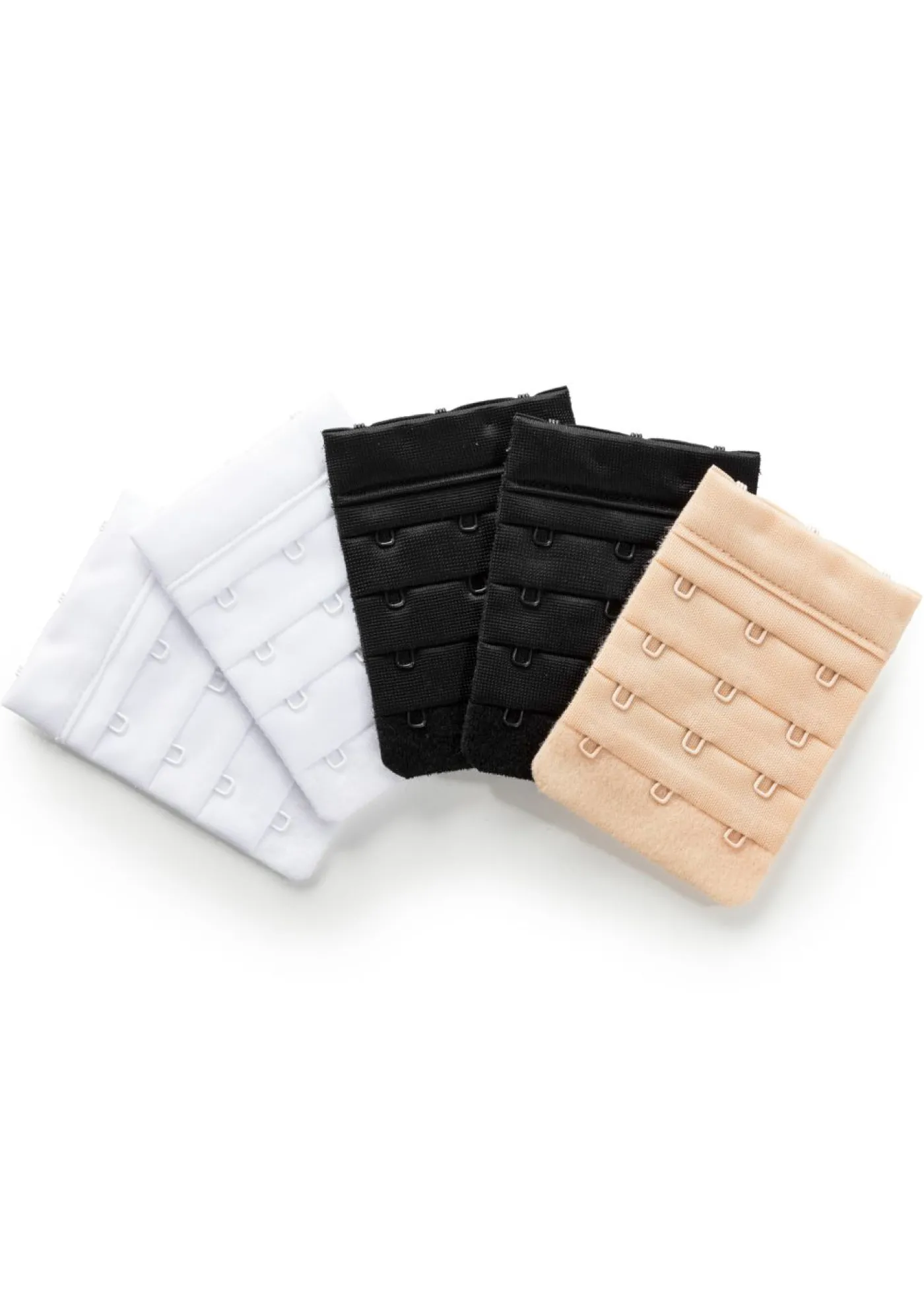 bonprix bonprix Extensores de sujetador (paquete de 5) con cierre de 3 ganchos 1 nude + 2 negro + 2 blanco New