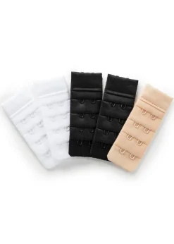 bonprix bonprix Extensores de sujetador (paquete de 5) con cierre de 2 ganchos 1 nude + 2 negro + 2 blanco New