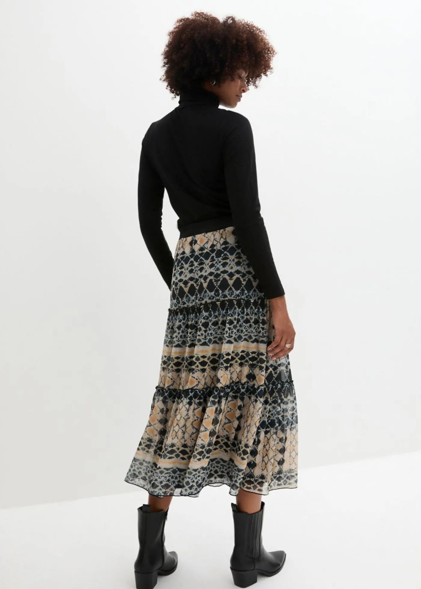 bonprix bonprix Falda azul oscuro-verde oliva claro-gris guijarro-miel Sale