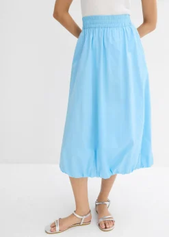 bonprix bonprix Falda abullonada de algodón puro Azul claro Best