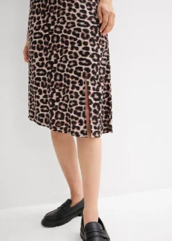 bonprix bonprix Falda con abertura y estampado de leopardo estampado leo beige Clearance