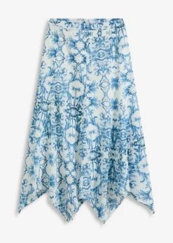 bonprix bonprix Falda con dobladillo irregular Blanco-azul Clearance