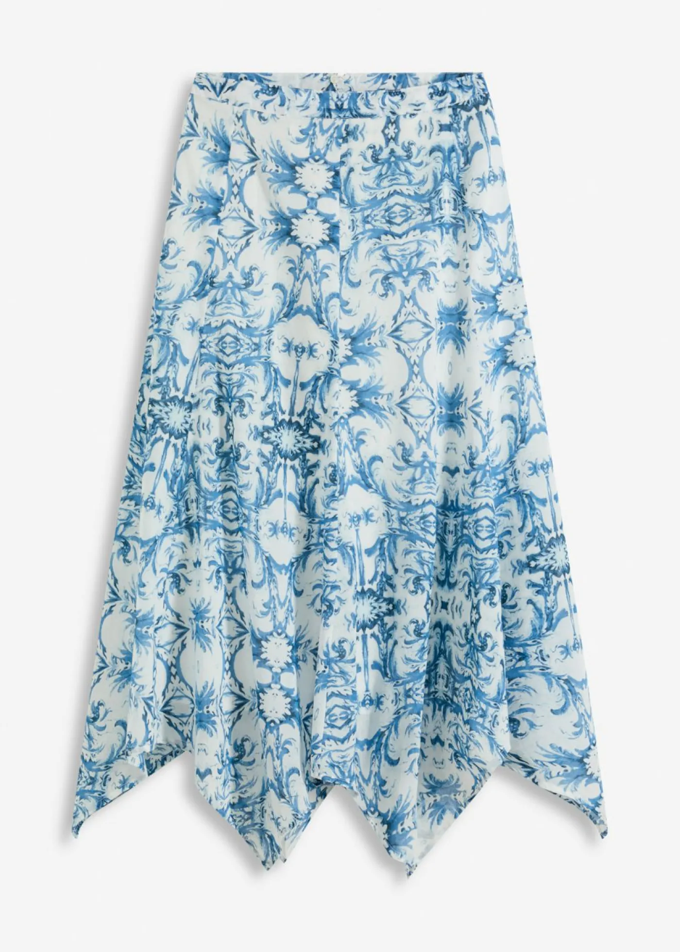 bonprix bonprix Falda con dobladillo irregular Blanco-azul Clearance